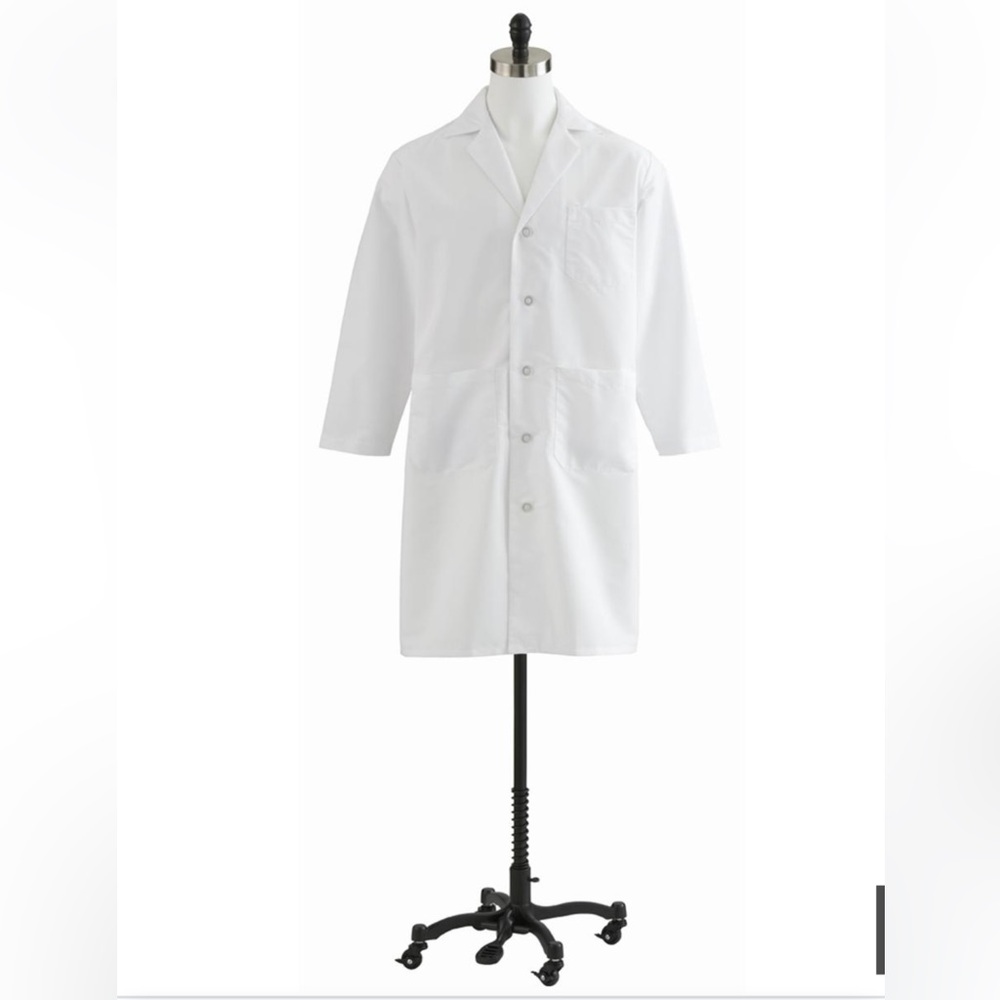 NWOT White Medline Unisex Full Length Lab Coat Size 34E (XS) Slit Pockets